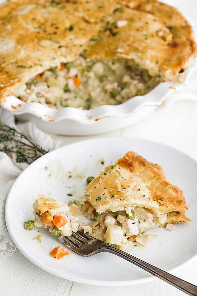 slice of turkey pot pie