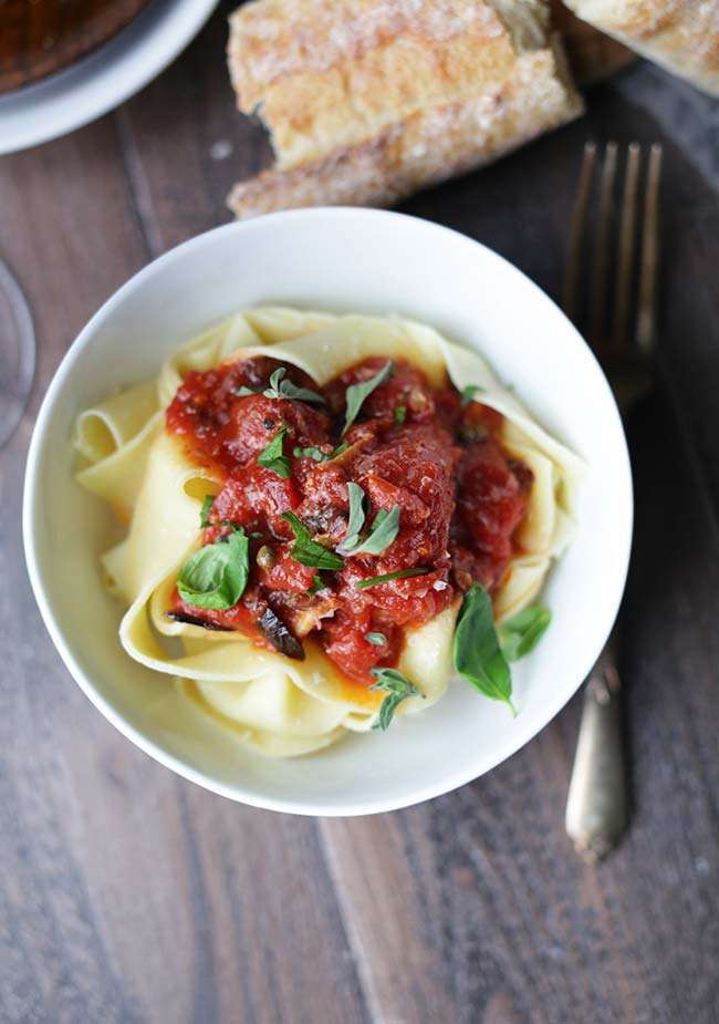 Homemade Pappardelle Pasta with Puttanesca Sauce Recipe