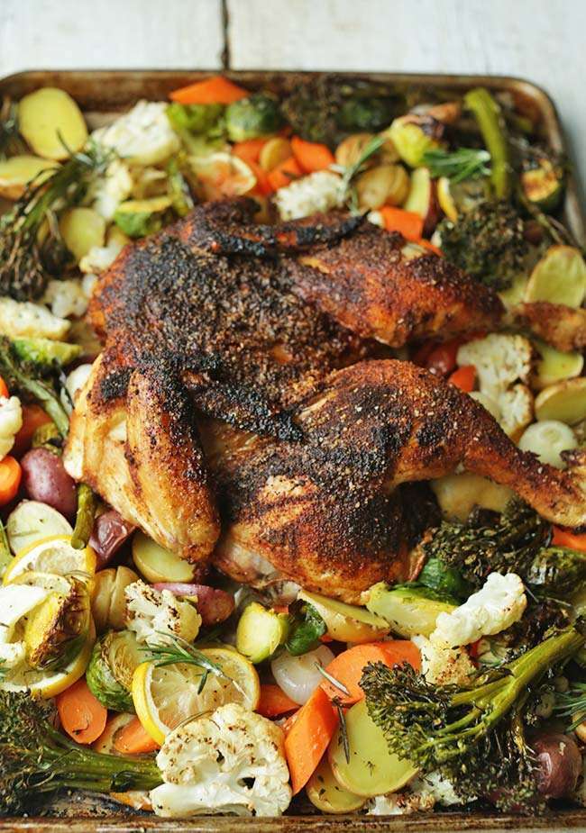 Oven Baked Sheet Pan Chicken Recipe With Vegetables