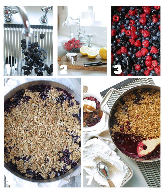 step by step procedures on how to make a berry crisp recipe