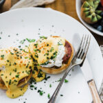 eggs benedict with fruit