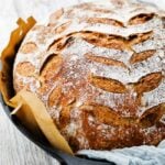 poolish bread in a pan