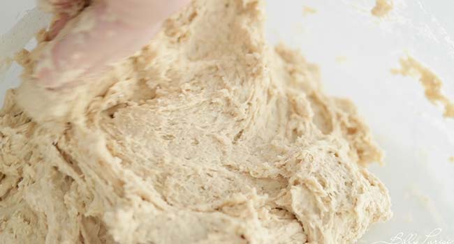 mixing kamut flour dough