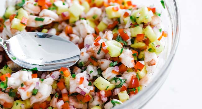 shrimp ceviche in a bowl