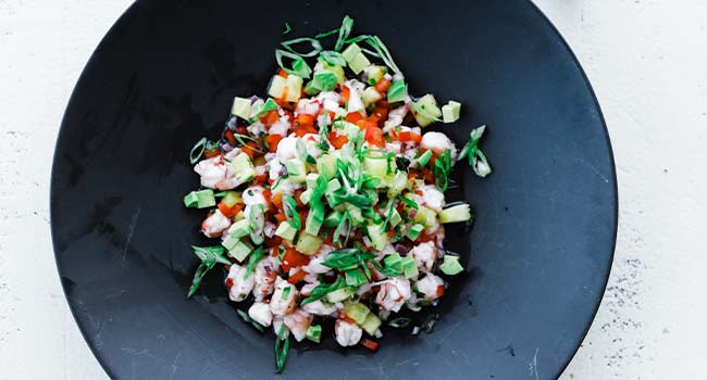 shrimp ceviche with green onions