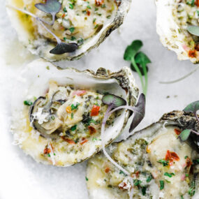 grilled oysters with herbs and butter