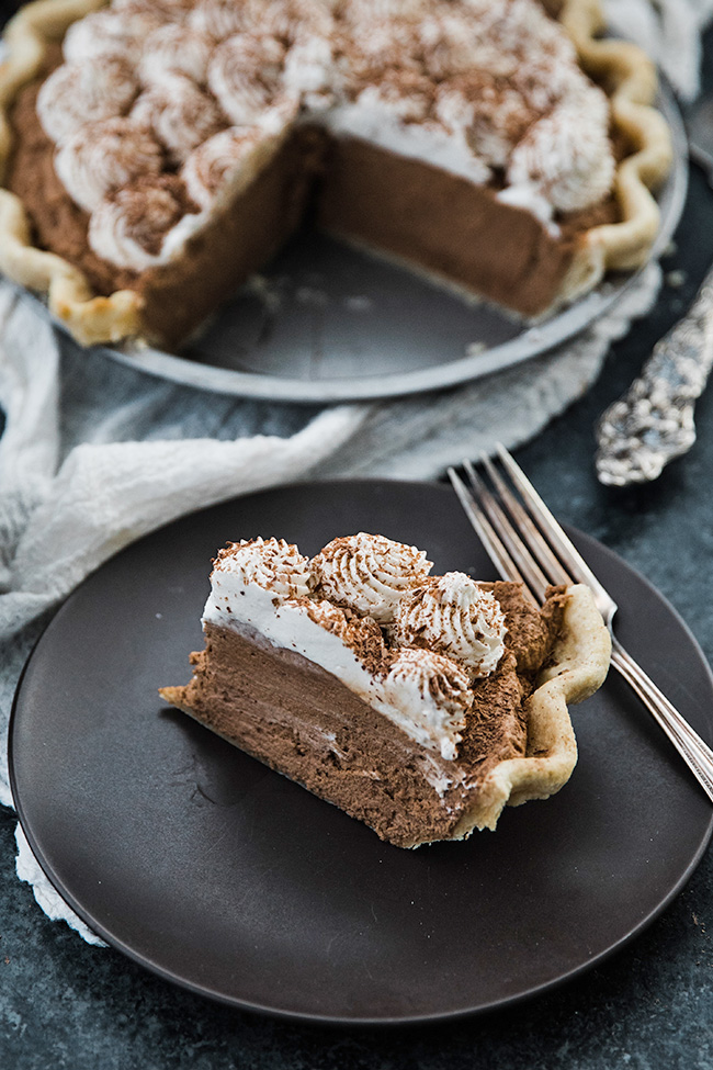 french silk pie and slice