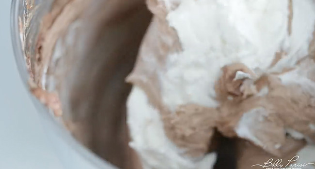 folding whipped cream into whipped chocolate