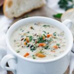 chicken and wild rice soup with bread