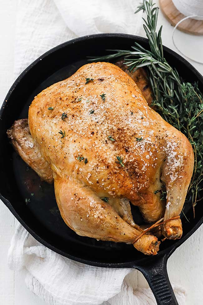 roast chicken in a cast iron skillet