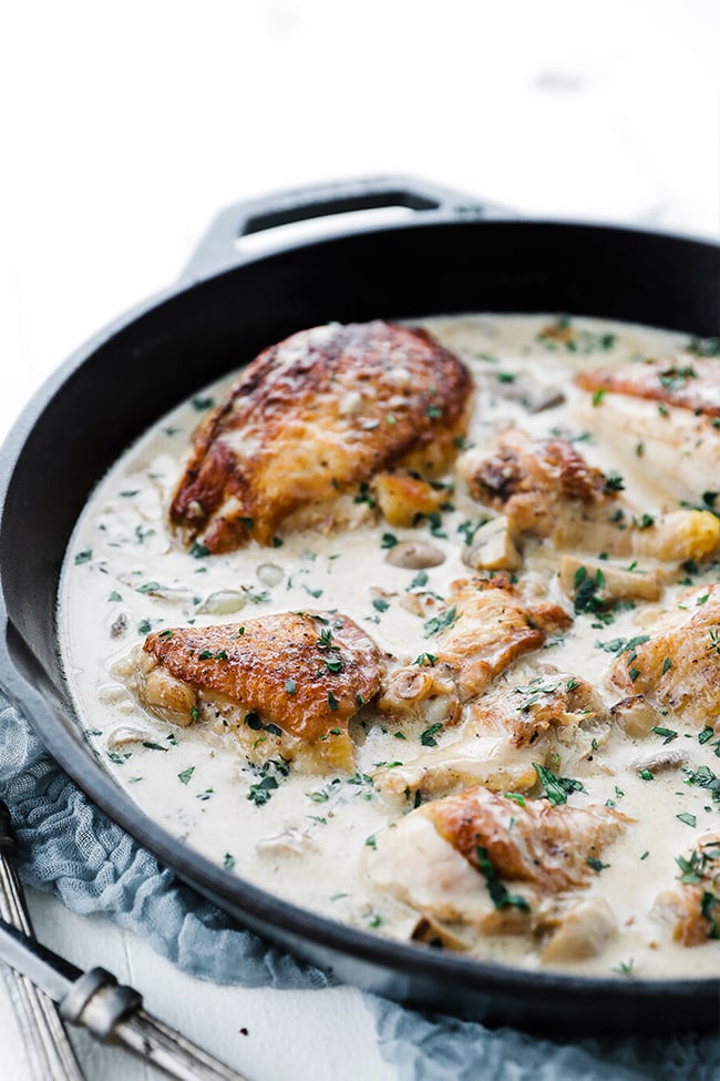 Chicken Fricassee in a skillet