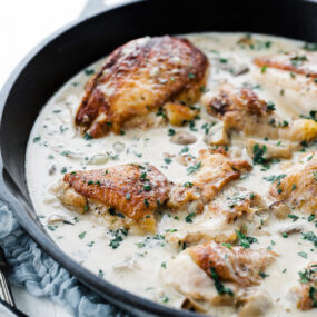 Chicken Fricassee in a skillet