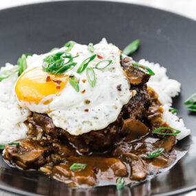 loco moco with eggs and rice