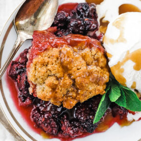 blackberry cobbler on a plate