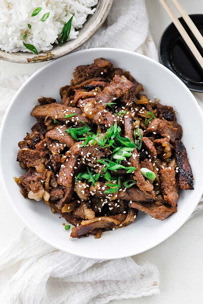 beef bulgogi in a bowl