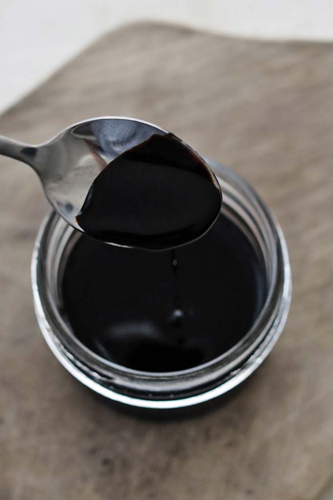 a spoonful of balsamic reduction