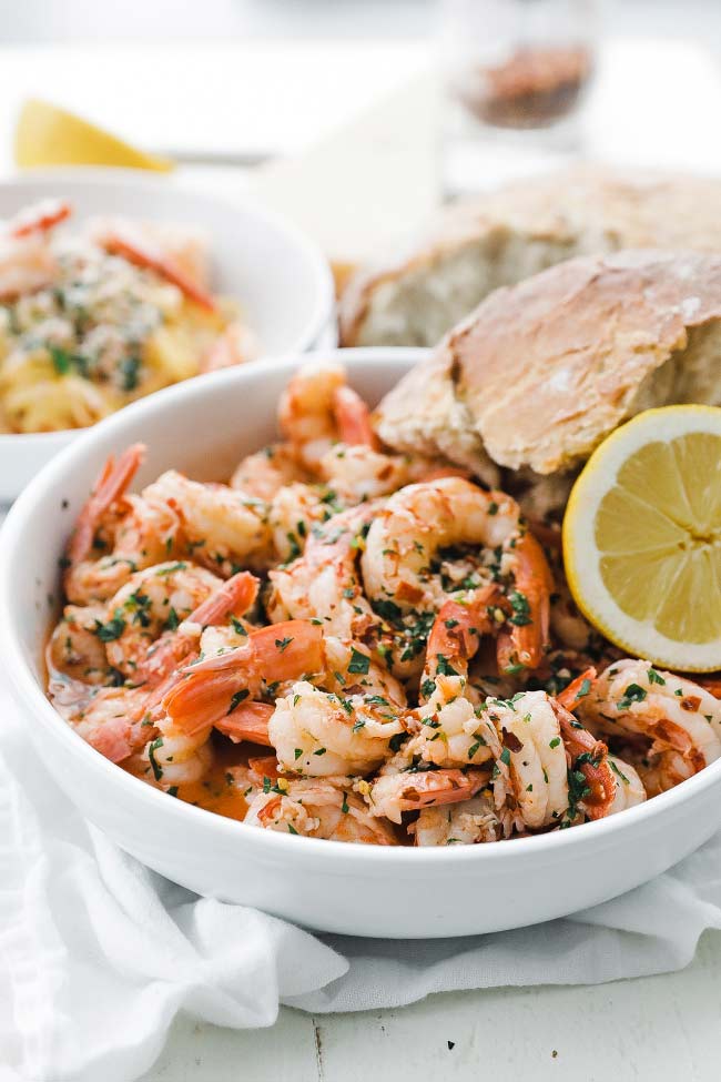 shrimp scampi in a bowl