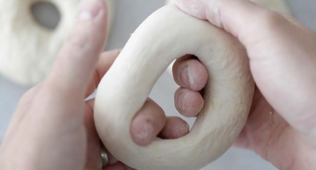 making a bread ring with dough