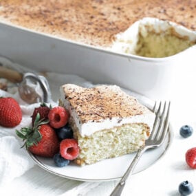 tres leches cake with berries