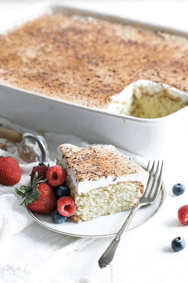 tres leches cake with berries