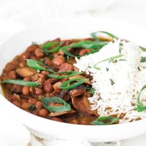 cajun style red beans and rice with green onions