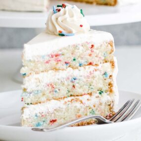 slice of funfetti cake