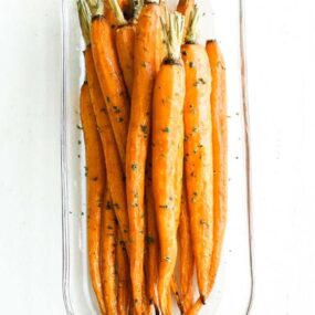 roasted carrots on a serving dish