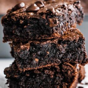 stacked up chocolate brownies