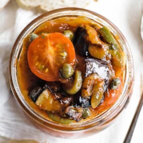 fresh caponata in a jar