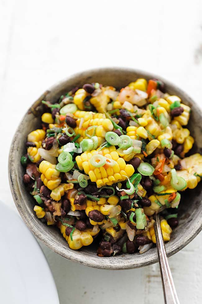 black bean and corn salsa in a bowl