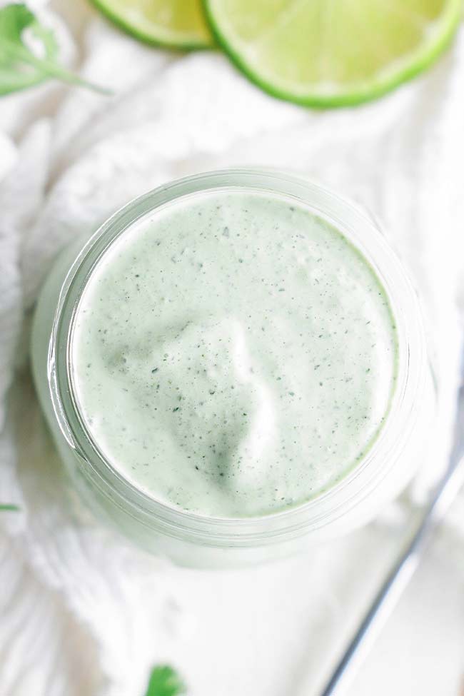 cilantro lime sauce in a jar