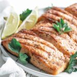 grilled salmon on a platter