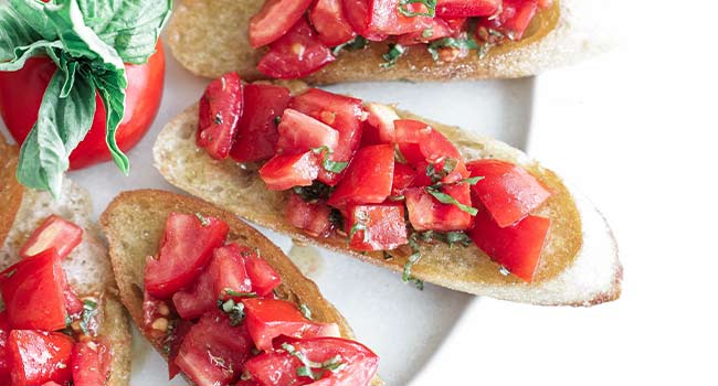 tomato bruschetta on baguette