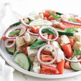 panzanella salad on a plate