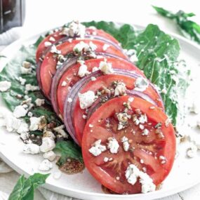 tomato onion salad on a plate