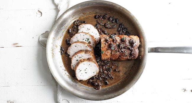 pork loin with a mustard cherry sauce