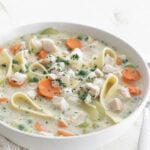 turkey noodle soup in a bowl