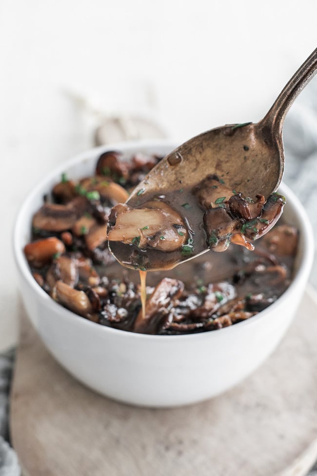 mushroom sauce in a bowl