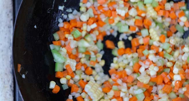 stir frying vegetables