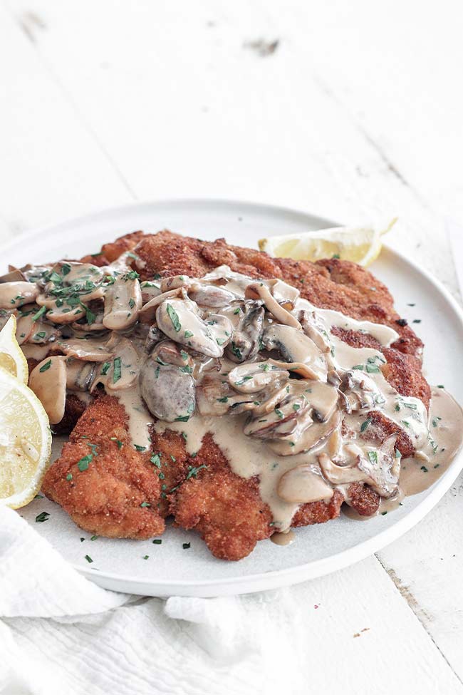 jagerschnitzel on a plate