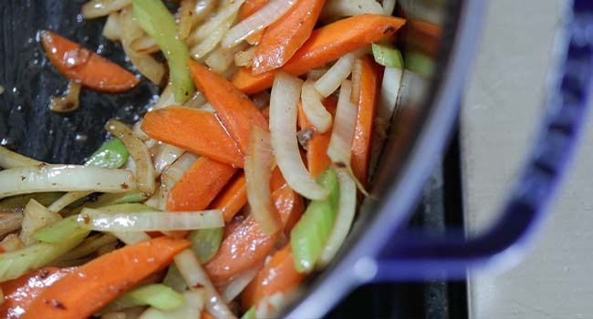 roasting veggies in a pot