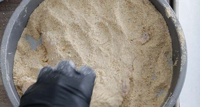 coating pork in breadcrumbs