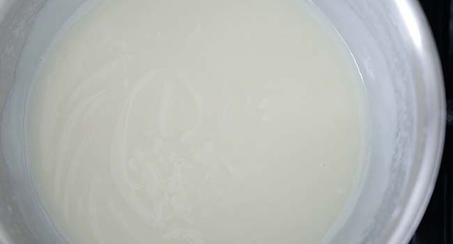 thickened milk in a pot