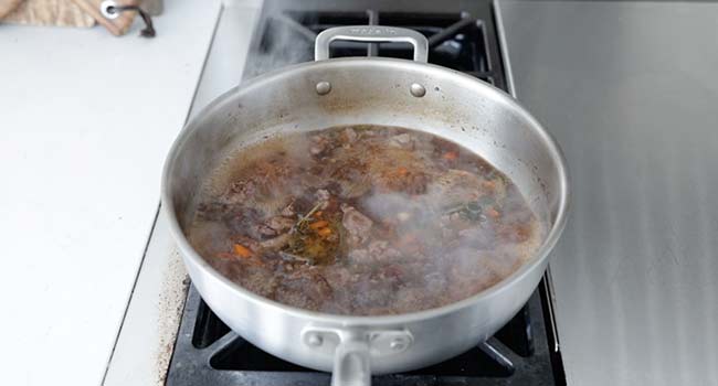 cooking beef stock and veggies