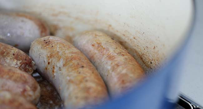 searing sausages