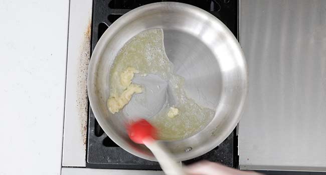 cooking garlic in a pan