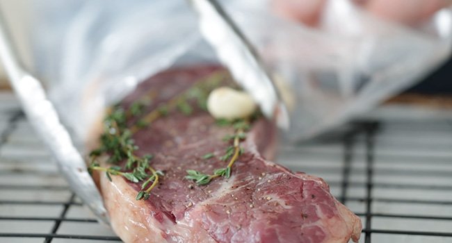 removing a sous vide steak