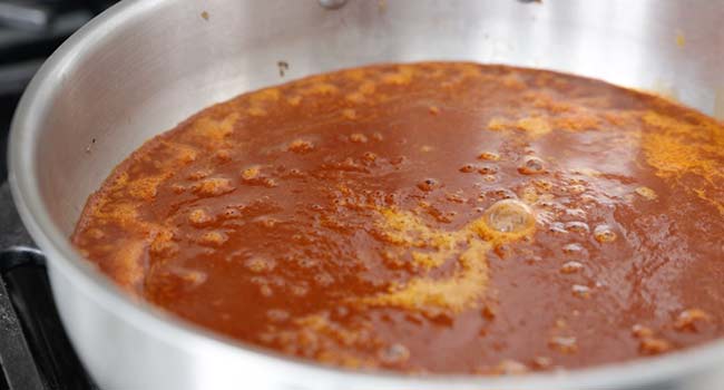 enchilada sauce in a pot