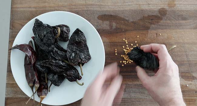 seeding dried chilis