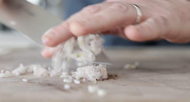 mincing shallots